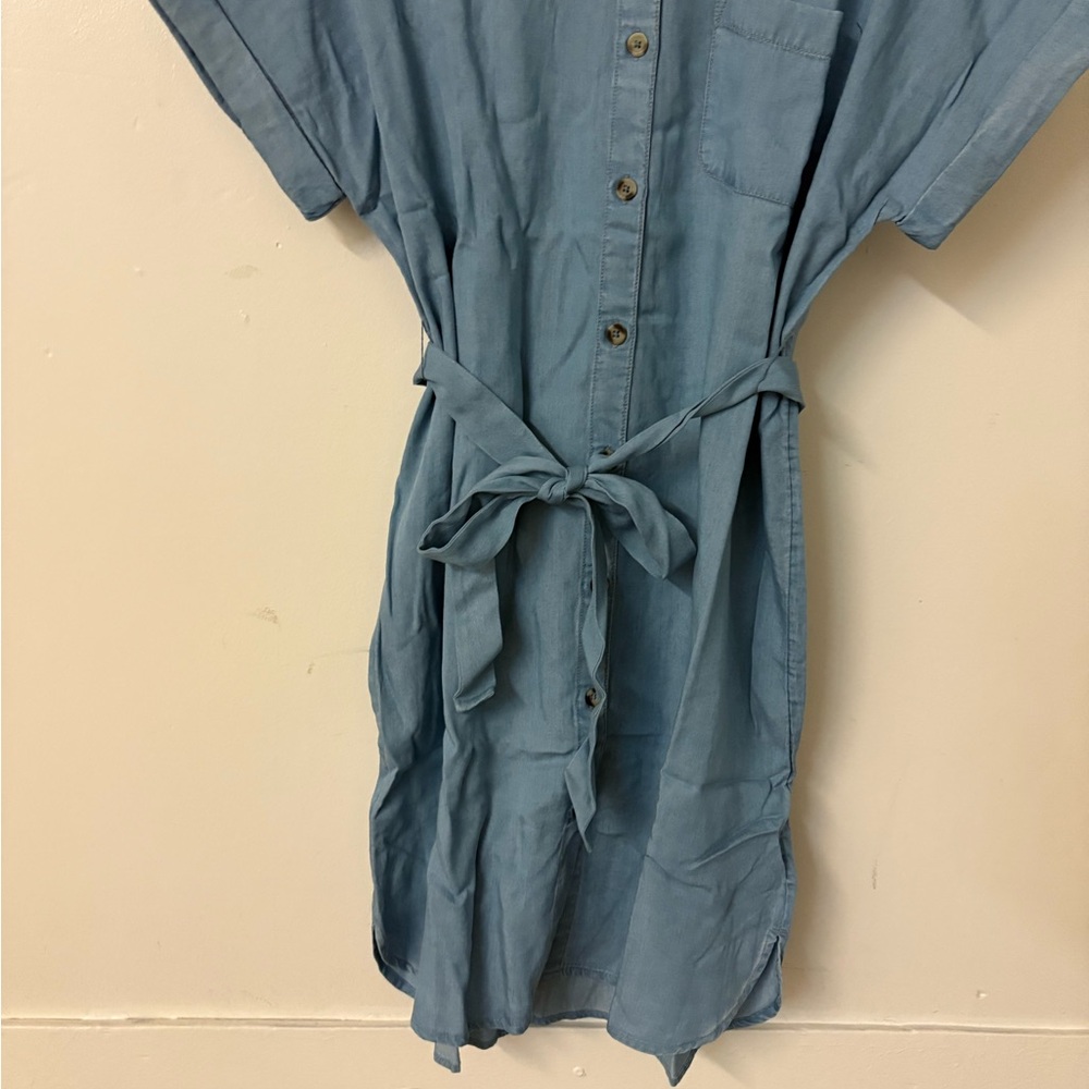 Blue Button-Up Shirt Dress - Picture 3 of 6